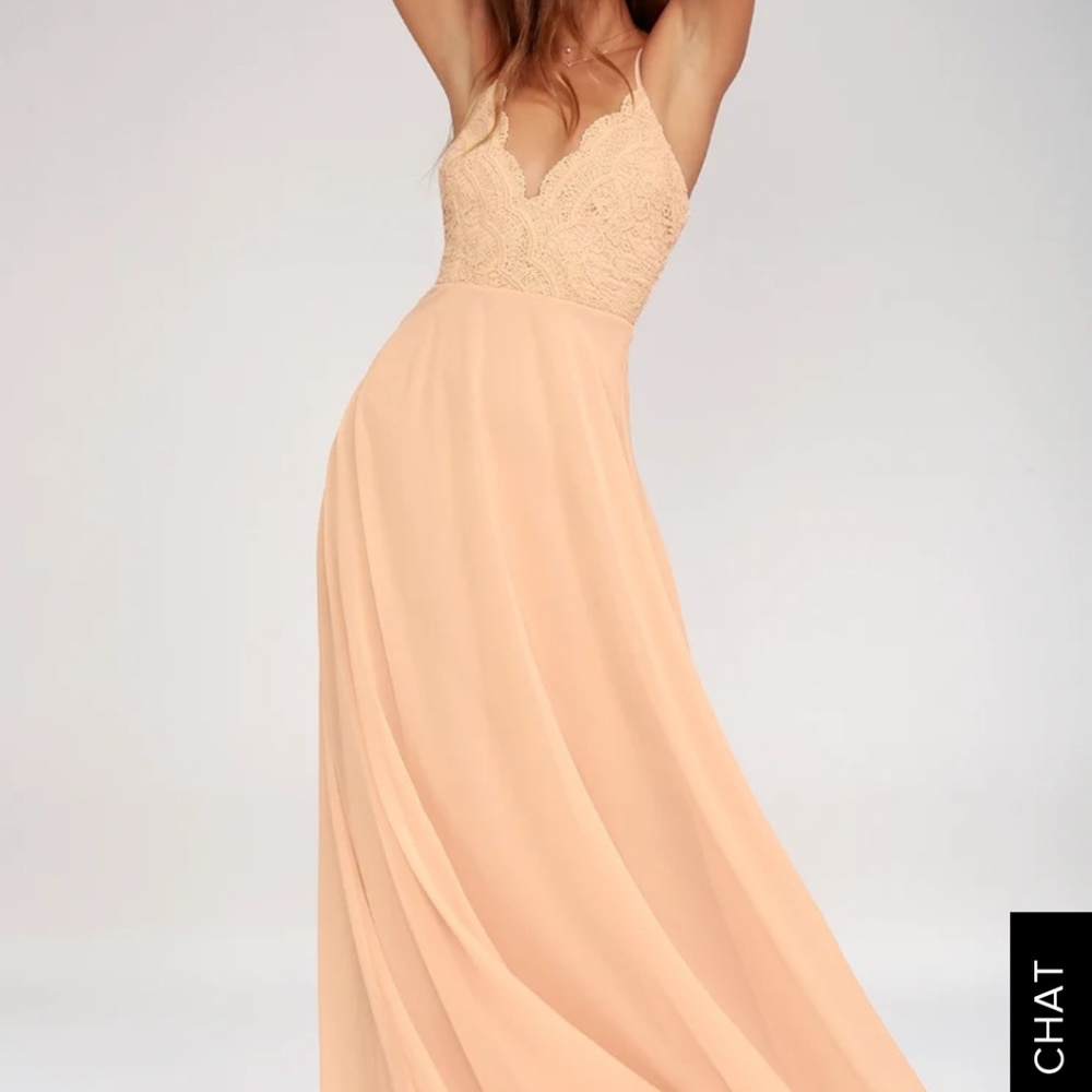 Madalyn Blush Lace Maxi Dtess